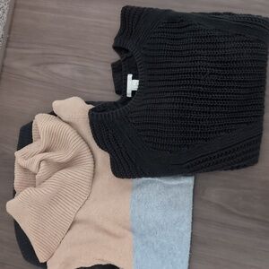 St Johns Bay Tan and Gray Cowl Neck Sweater Bundle